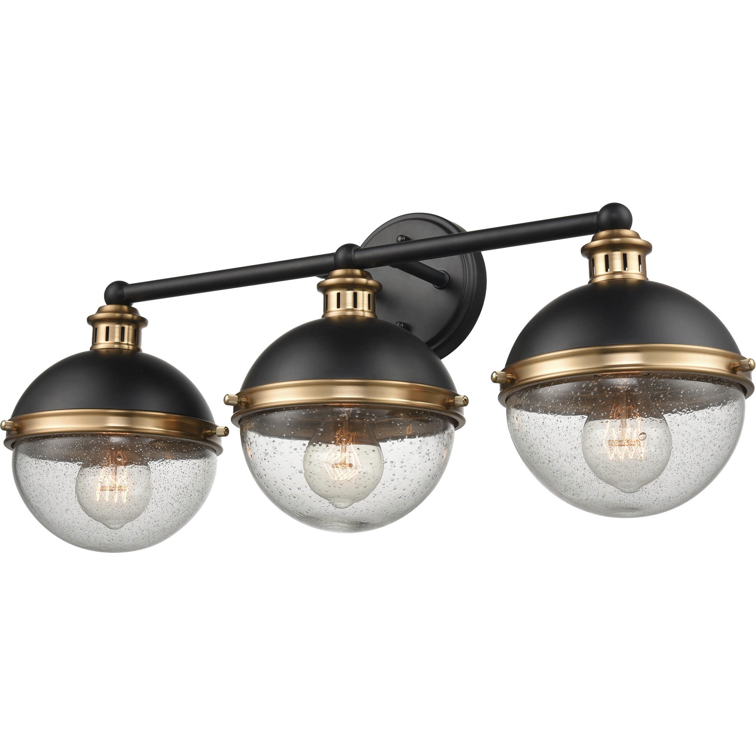Ellmira 3 Light 24 inch Matte Black/Aged Brass Bathroom Vanity Light Wall Light